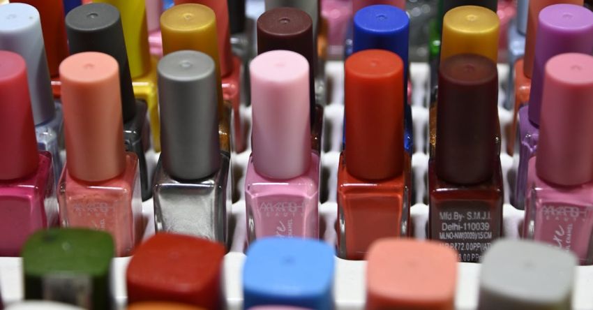 Retailers - A close up of a display of nail polish