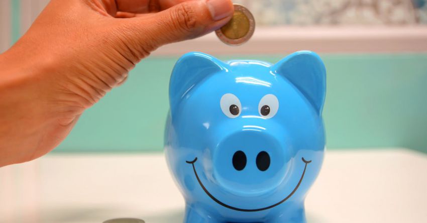 Savings - Person Putting Coin in a Piggy Bank